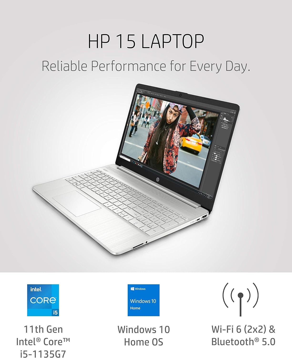 أجهزة الكمبيوتر المحمولة HP 15-DW المزودة بمعالج Intel Core i5-1235G7 جهاز كمبيوتر محمولًا متعدد الاستخدامات مصممًا للاستخدام اليومي.